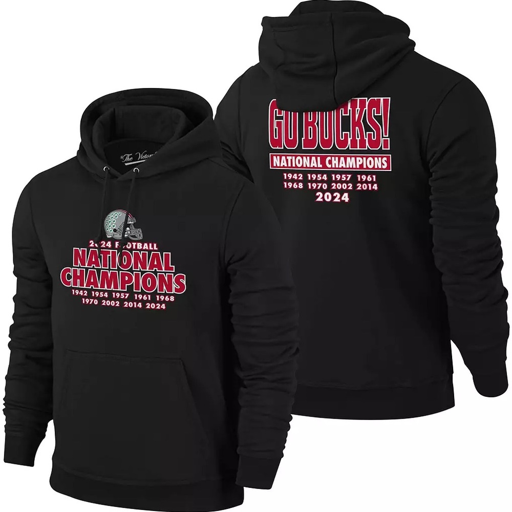 Ohio State 2024-25 CFP National Champions Black Hoodie Sweatshirt Mens Size L